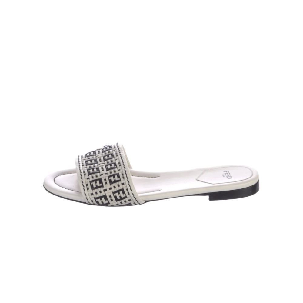 Fendi Rafia Logo Slide Sandals